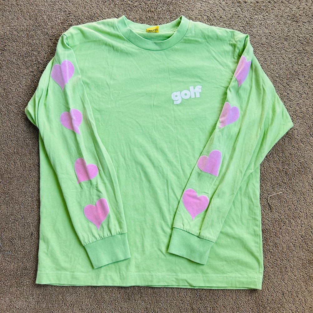 Golf Wang green and Pink hearts Long Sleeve Tee M